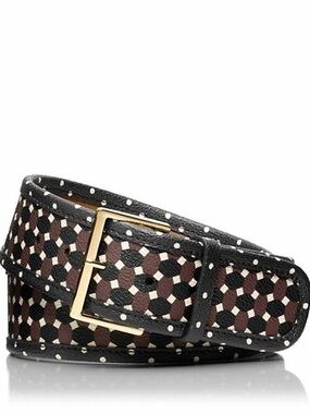 TORY BURCH JAVA MULTI COLOR HABER PRINT GOLD TONE BUCKLE BELT  SIZE XXS